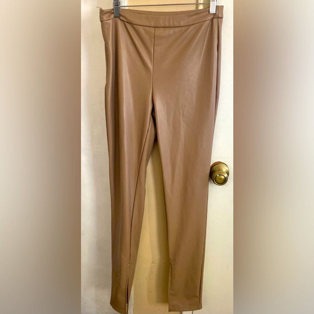 Faux Leather tan pants sz Medium
